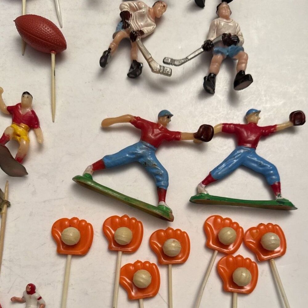 HUGH 60 Pc Lot of Plastic Cake Toppers Bakery Crafts Sports And More